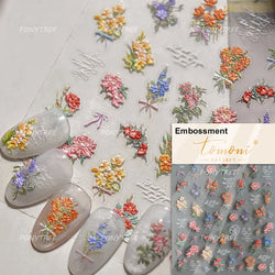 Colourful Butterfly Rose Flower Tulip Daisy Moth Orchid Narcissus 3D Self Adhesive Nail Art Decorations Stickers Manicure Decals (ONLINE ORDER ONLY)