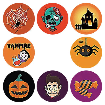 100-500pcs Halloween Vampire Round Stickers Envelope Sealing Labels Candy Bag Sticker Halloween Decoration Decor Pumpkin (Online Order Only)