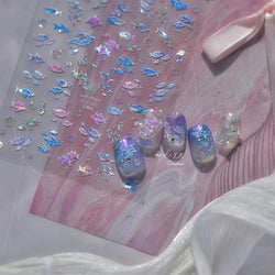 Colorful Shoal of Fish Whale Ocean Shell Conch Starfish Summer Sea Jellyfish Bubble Nail Art Decoration Sticker Manicure Decals (ONLINE ORDER ONLY)
