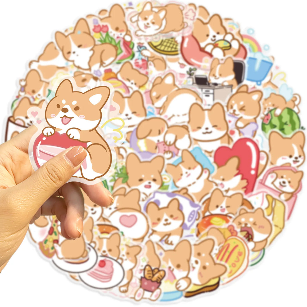 Cute Dog Transparent Stickers - 10/30/50PCS Kawaii Animal Decals for Luggage, Laptop, Phone, Car, Bike (ONLINE ORDER ONLY)