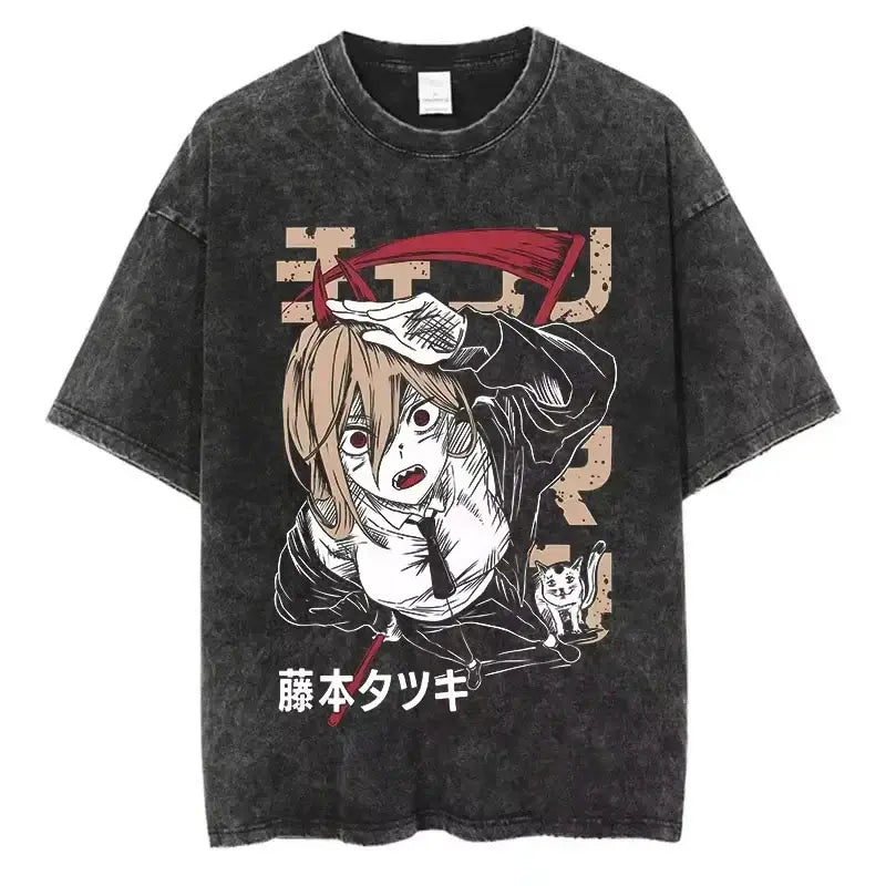 Chainsaw Man Vintage T-shirt Washed Cotton Tee (ONLINE ORDER ONLY)