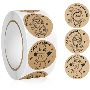100-500pcs Christmas Stickers 2022 Vintage Round Cute Stationery Stickers For Gift Packaging Decor Envelope Sealing Labels (Online Order Only)