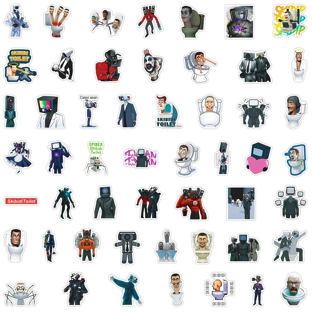 10/30/50/100PCS Funny Skibidi Toilet Stickers Graffiti Motorcycle Laptop Phone Notebook Waterproof Car Sticker Cartoon Decal Toy (ONLINE ORDER ONLY)