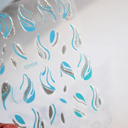 6pcs/Set Blue Gold Glitter French Design 5D Nail Stickers Curve Lines Swirls Wave Nail Sliders Reflective Flakes Decals Manicure (ONLINE ORDER ONLY)