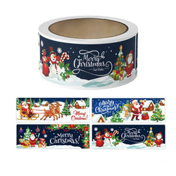 120pcs/roll Merry Christmas Stickers Rectangle Holiday Decorative Labels Decals Christmas for Business Package Gift Wrapping (ONLINE ORDER ONLY)