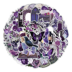 Gothic Purple Skull Flower Stickers 10/30/50pcs - Aesthetic Decals for Notebook, Phone, Suitcase, Car, Motorcycle (Online Order Only)