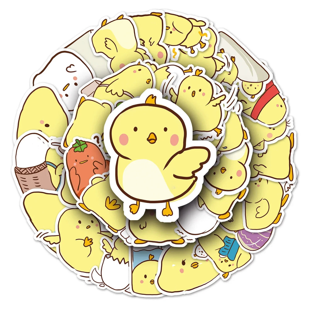 50Pcs Chicken Cartoon Waterproof Vinyl Stickers for Skateboard Snowboard Decals (Online Order Only)