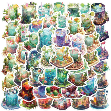 10/30/50pcs INS Cute Drink World Aesthetic Stickers Cartoon Art Decals Decoration DIY Fridge Suitcase Laptop Stationery Sticker (ONLINE ORDER ONLY)