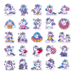 10/30/50PCS Funny Cartoon Unicorn Sticker Decals Gift DIY Phone Scrapbook Suitcase Helmet Car Classic Toys Waterproof Stickers (ONLINE ORDER ONLY)