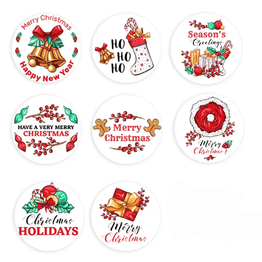 100-500pcs Christmas Theme Seal Labels Stickers For DIY Gift Baking Package Envelope Stationery Decoration 1inch (Online Order Only)