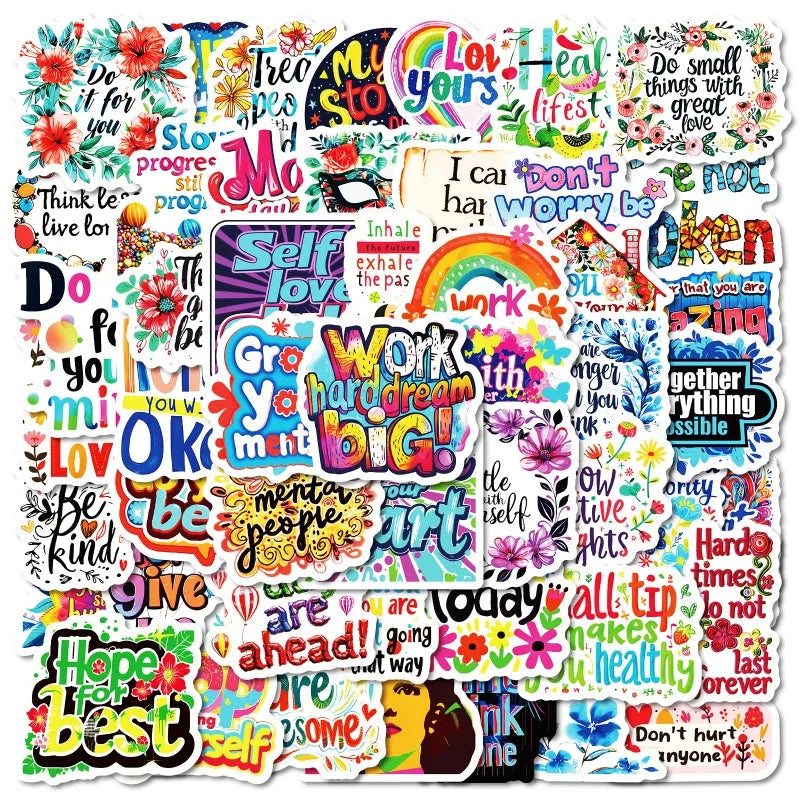50pcs Inspirational Sunshine Stickers for Laptop, Phone, Water Bottle, Suitcase, Stationery, Refrigerator (ONLINE ORDER ONLY)
