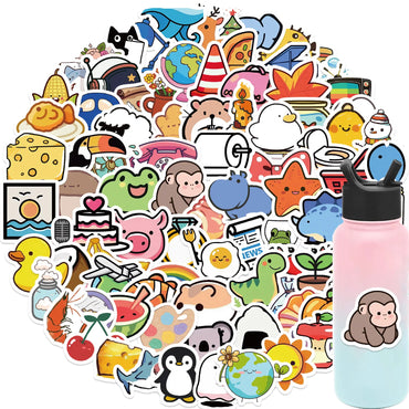 100pcs Cute Mini Animals Foods Cartoon Graffiti Stickers Phone Guitar Laptop Notebook Suitcase Cup Waterproof Sticker Kids Toy (ONLINE ORDER ONLY)