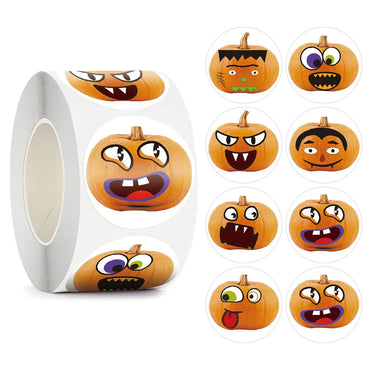 100-500pcs Happy Halloween Party Children Gift Toy Sealing Stickers 1in Pumpkin Pattern Carnival Holiday Decoration book Sticker (ONLINE ORDER ONLY)