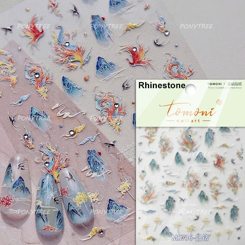 Fireworks Bloom Romantic Starry Sky Goldfish Metallics Color Gradient Self Adhesive Nail Art Stickers Halo Dyeing Manicure Decal (ONLINE ORDER ONLY)