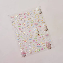 Small Animals Meeting Dog Cat Kitten Bowknot Cherry Butterfly Wreath Paw Star Hat Self Adhesive Nail Art Stickers Manicure Decal (ONLINE ORDER ONLY)