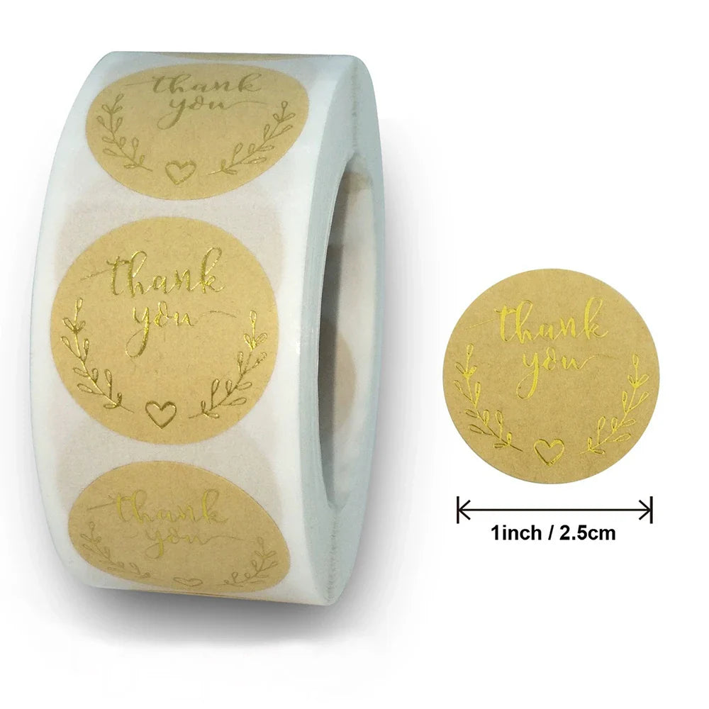 500pcs/roll Flowers Thank You Sticker Labels Round Reward Stickers Wedding Party Decor Envelope Seals Stickers Stationery (Online Order Only)