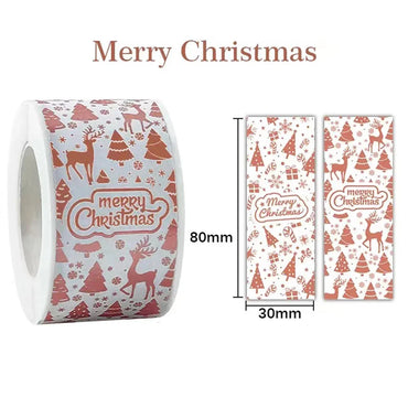 120pcs Rectangle Gold Foil Sticker Rose Gold Merry Christmas Stickers Gift Seal Labels Shipping Stickers For Decoration Envelope (Online Order Only)