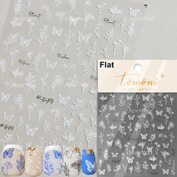 Pure White Lily Petals Flower Butterfly Branch Leaves Line Minimalist Self Adhesive Nail Art Decorations Sticker Manicure Decals (ONLINE ORDER ONLY)