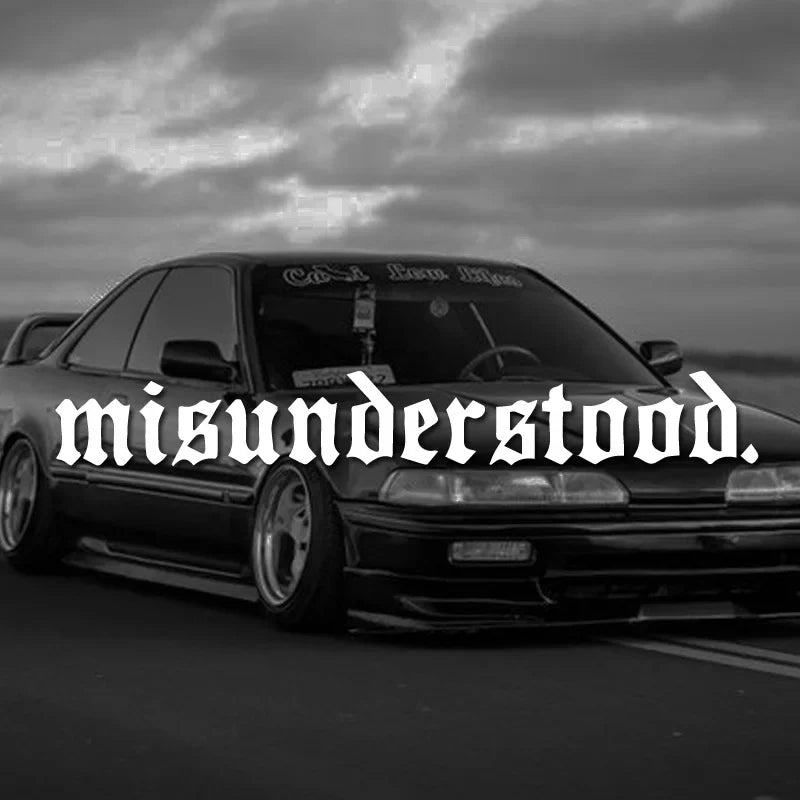 20/30/36in Misunderstood Decal Sticker Windshield Banner Vinyl Car Decal, White and Black，For Cars, Trucks, Walls,  Motorcycles (ONLINE ORDER ONLY)