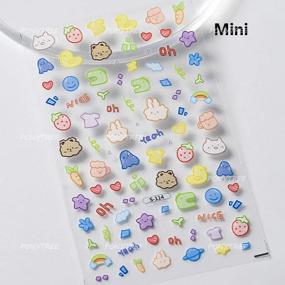 Graffiti Lines Apple Dog Car Bowknot Love Heart Flower Capture Net Grid Butterfly Rain Adhesive Nail Art Sticker Manicure Decals (ONLINE ORDER ONLY)