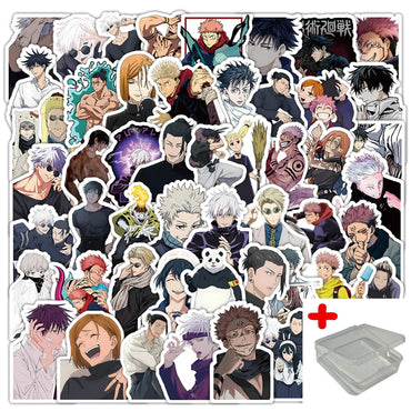 Jujutsu Kaisen Graffiti Stickers Pack - 53pcs for Helmet, Wall, Desktop Decoration with Storage Box (Online Order Only)