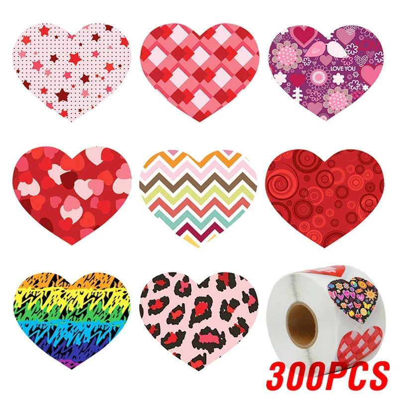 100-500pcs 1inch Red Heart Stickers for Valentine's Day New Baking Packaging Sticker Envelope Seals Love Decorative Stickers (ONLINE ORDER ONLY)
