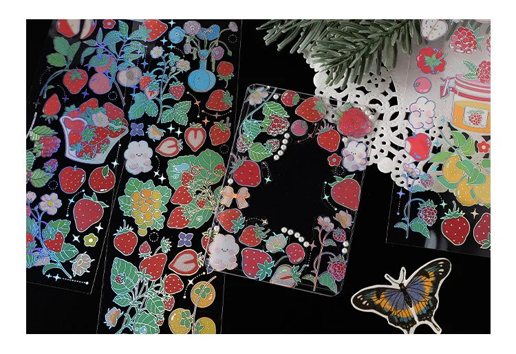 3Pcs/lot Cute Strawberry Flowers Decorative Sticker PET Scrapbooking Sticker Label Diary Album Stationery Aesthetic Art Supplies (ONLINE ORDER ONLY)