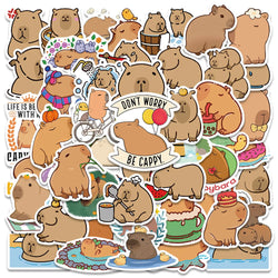 50PCS Capybara Cartoon Stickers for Laptop, Phone, Luggage, Diary, Car, Bottle, Kid Toy (ONLINE ORDER ONLY)
