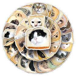 10/30/50PCS Bread Cat Graffiti Stickers Funny Cat Decoration Animal DIY Luggage Laptop Phone Guitar Car Bike Skateboard Decals (Online Order Only)