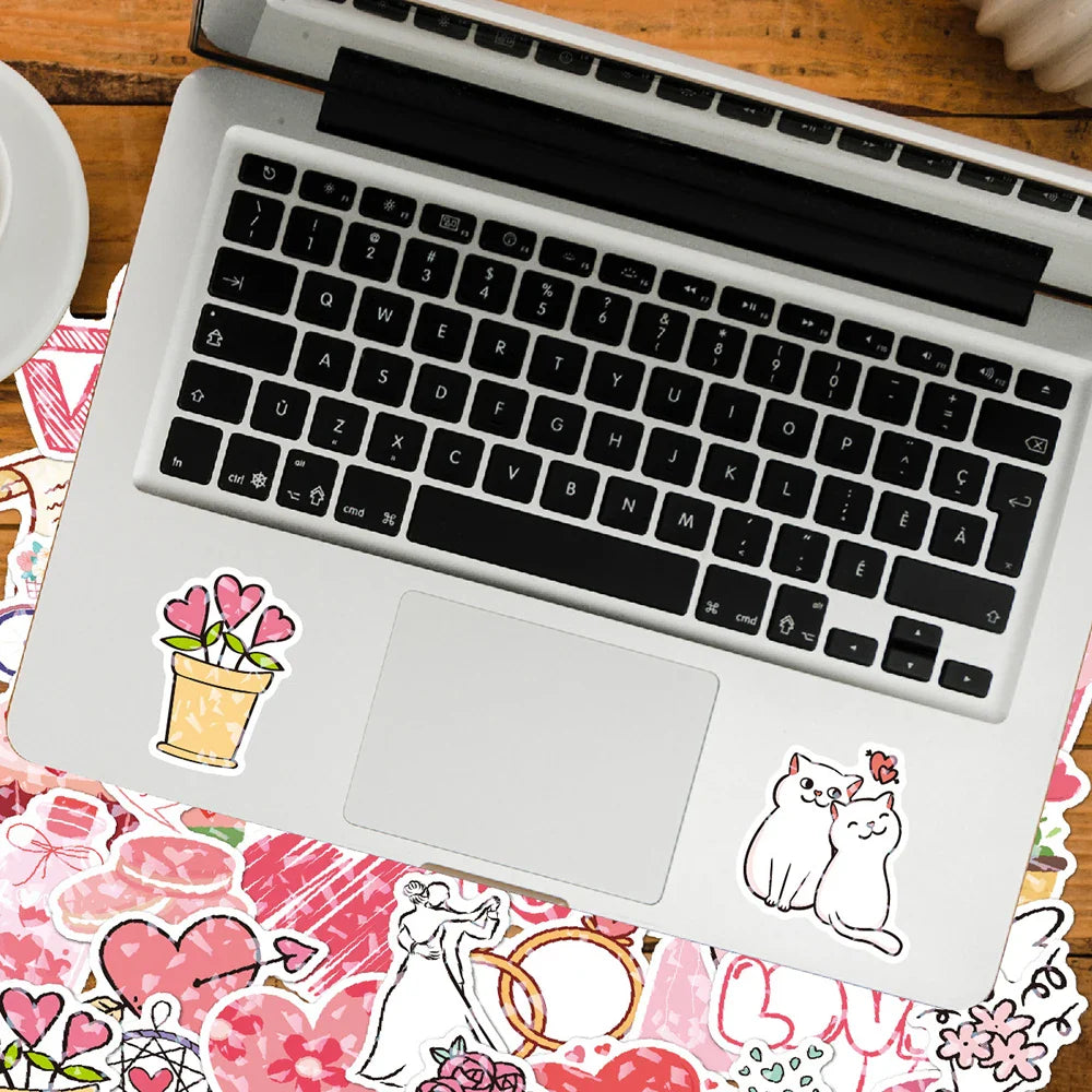 10/30/50/100PCS Valentine's Day Romantic Cartoon Stickers Holographic Laser Decals Graffiti Toy DIY Notebook Phone Gift For Love (ONLINE ORDER ONLY)