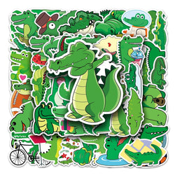 50Pcs Kids Crocodile Cartoon Waterproof Vinyl Stickers for Skateboard Snowboard (ONLINE ORDER ONLY)