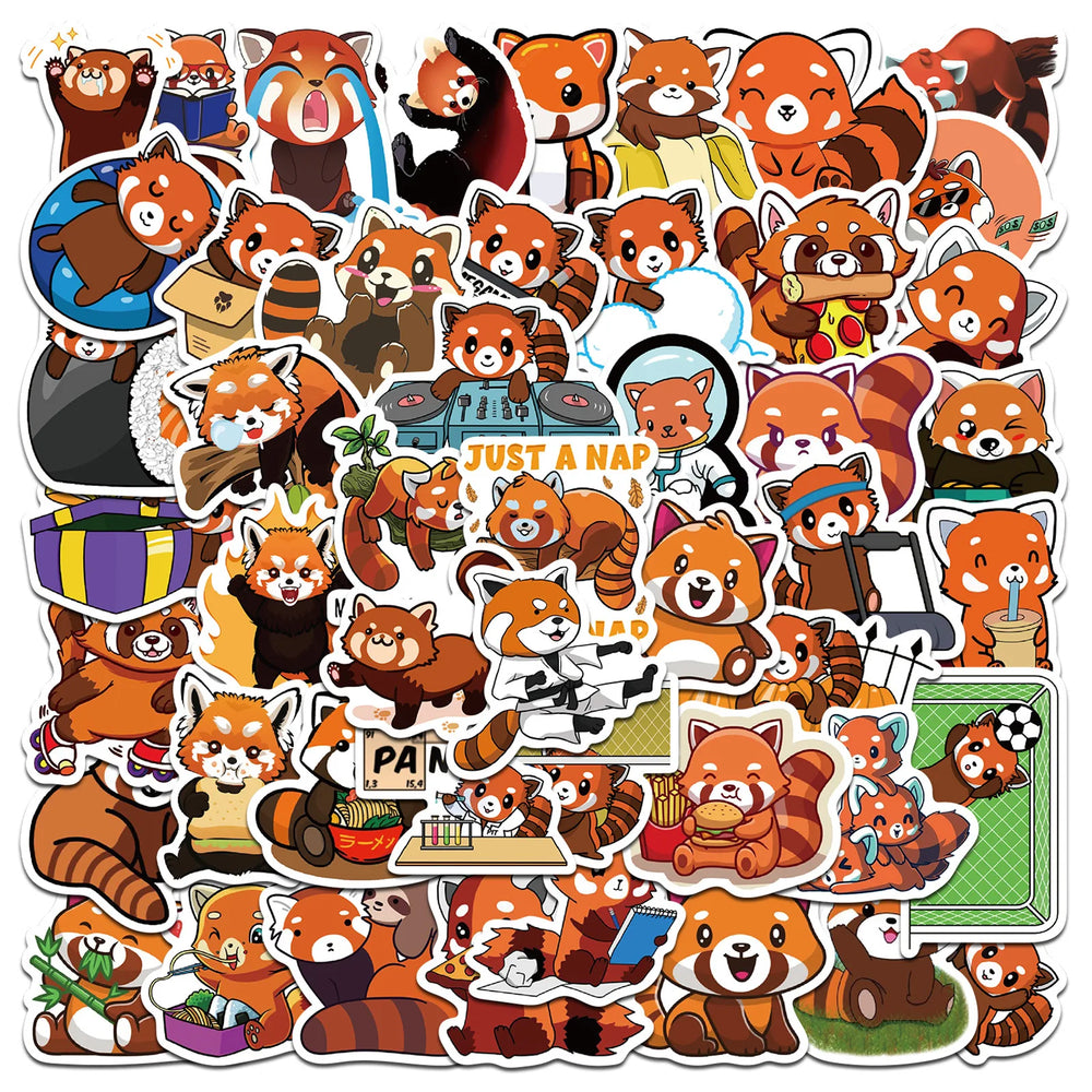 50Pcs Cute Red Panda Stickers for Helmet, Wall, Desktop Decoration (ONLINE ORDER ONLY)