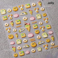Cute Baking Cookies Bread Bread Cheese Pudding Chocolate Croissant Doughnut Adhesive Nail Art Decoration Sticker Manicure Decals (ONLINE ORDER ONLY)