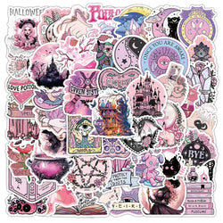 Gothic Witch Pink Stickers 10/30/50pcs Waterproof Decals for Laptop Phone Luggage Car (ONLINE ORDER ONLY)