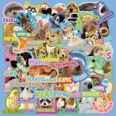 50pcs Cute Animal Stickers for Teachers - Helmet, Desktop, Wall Decoration, DIY (Online Order Only)