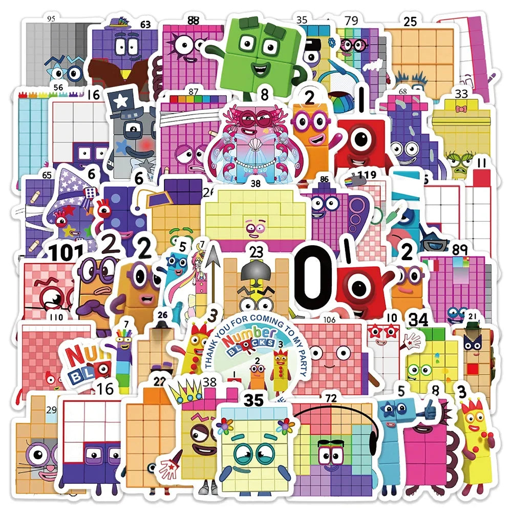 60pcs Math Graffiti Stickers Waterproof Skateboard Suitcase Guitar Kettle Kids Gift (Online Order Only)