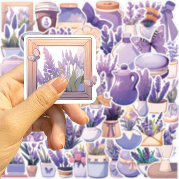 10/30/50PCS Purple Lavender PVC Sticker Aesthetic Children's Decoration Scrapbooking Korean Stationery School Supplies for Kids (ONLINE ORDER ONLY)