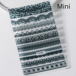 French Style Colorful Square Grid Rhombus Stripe Bowknot Line 3D Self Adhesive Nail Art Stickers Shiny Rhinestone Manicure Decal (Online Order Only)