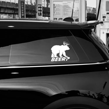 "BEER?"Stickers，creative bear & deer stickers，cool and funny for cars trucks motorcycles (ONLINE ORDER ONLY)