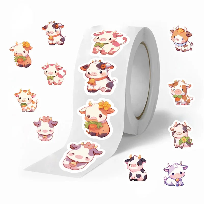 500PCS Kawaii Calf Sticky Paper Labels Thank You Sticker Sealing DIY Decoration Scrapbooking Stationery Hand Accounting Supplies (ONLINE ORDER ONLY)