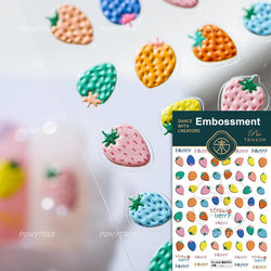 Cute Pink Tempting Strawberries Attractive Fruit Cutting Line Bowknot Star Silver Stamping Chic Nail Art Stickers Manicure Decal (ONLINE ORDER ONLY)