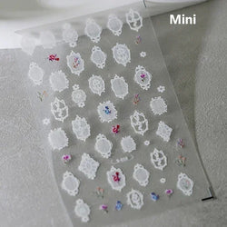 Chic Retro Rose Photo Frame Dried Flower Petal Self Adhesive Nail Art Stickers 5D Hot Stamping Relief Rhinestone Manicure Decals (Online Order Only)