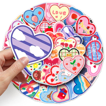 10/30/50PCS Pink Love Stickers Cartoon Heart Decals Decoration DIY Notebook Phone Skateboard Bike Laptop Fridge Kids Sticker Toy (ONLINE ORDER ONLY)