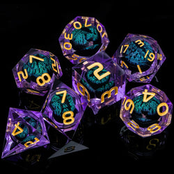 7 Piece Handcrafted Sharp Edged Dice Set With Liquid Core Eyeball (Online Order Only)