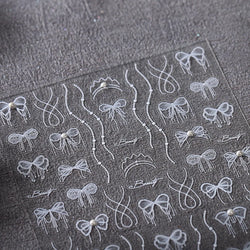 White Pearl Various Bowknot Line Tassel Tender Ribbon Arc Charming Self Adhesive Nail Art Decorations Stickers Manicure Decals (ONLINE ORDER ONLY)