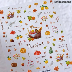 Autumn Fall Sunflower Rabbit Leaves Crane Rose Sun Mountain Hill Produce Good Harvests Cookie Nail Art Sticker Decoration Decals (ONLINE ORDER ONLY)