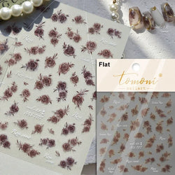 Pale Flower Bouquet Label Bowknot Stationery Sunflower Daisy Leaf 3D Self Adhesive Nail Art Stickers Rhinestone Manicure Decals (Online Order Only)