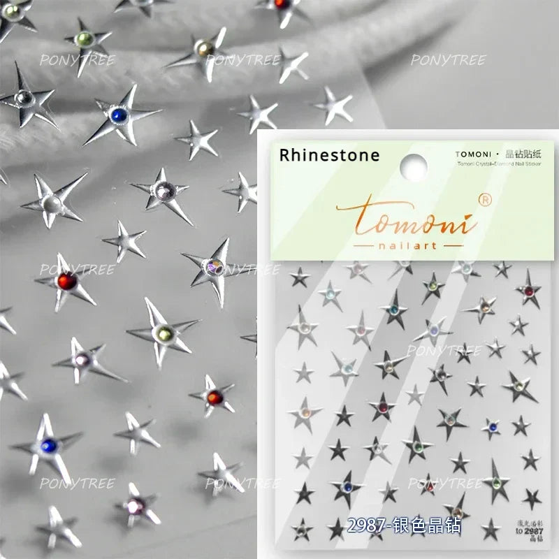 Hollow Out Black Gold Star Starburst Round Dot Night-time Tiny Spot Self Adhesive Nail Art Stickers Manicure Decals Wholesale (ONLINE ORDER ONLY)