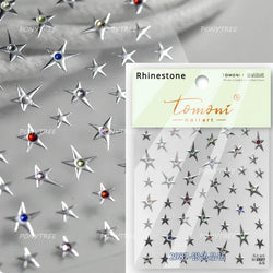 Irregular Stars Red Silver Five-pointed Star Meteor Shiny 5D Self Adhesive Nail Art Stickers Romantic Rhinestone Manicure Decals (ONLINE ORDER ONLY)
