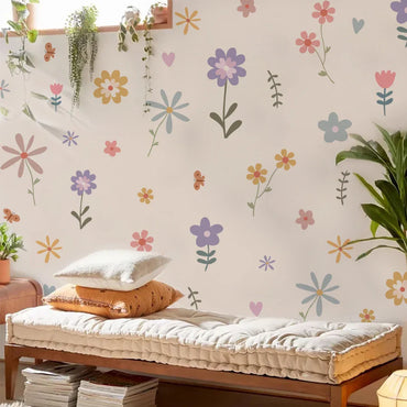 Cartoon Flower Wall Stickers for Kids Nursery Bedroom Decor Removable PVC Decals (ONLINE ORDER ONLY)